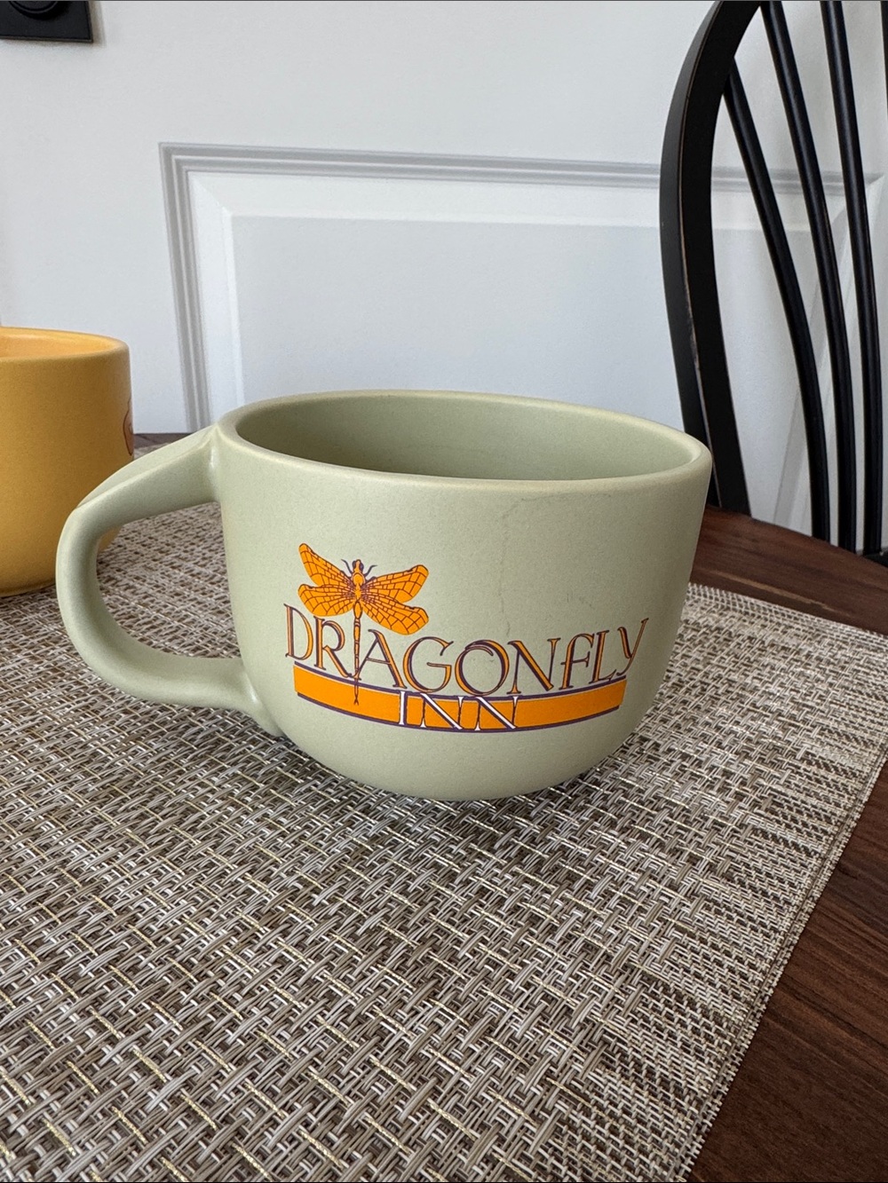 Dragonfly inn Sage Green  Mug with Orange Logo Gilmore girls